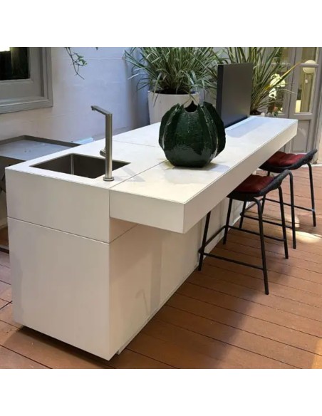 Talenti - Tikal kitchen with 3 modules barbecue sink cover white snack plate